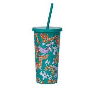 New Kate Spade BIRD PARTY Tumbler With Lid & Straw